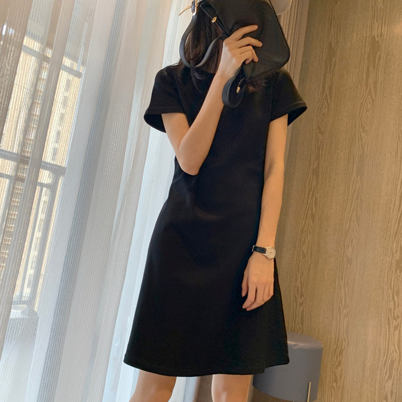 Simple round neck short dress fashion dress  541