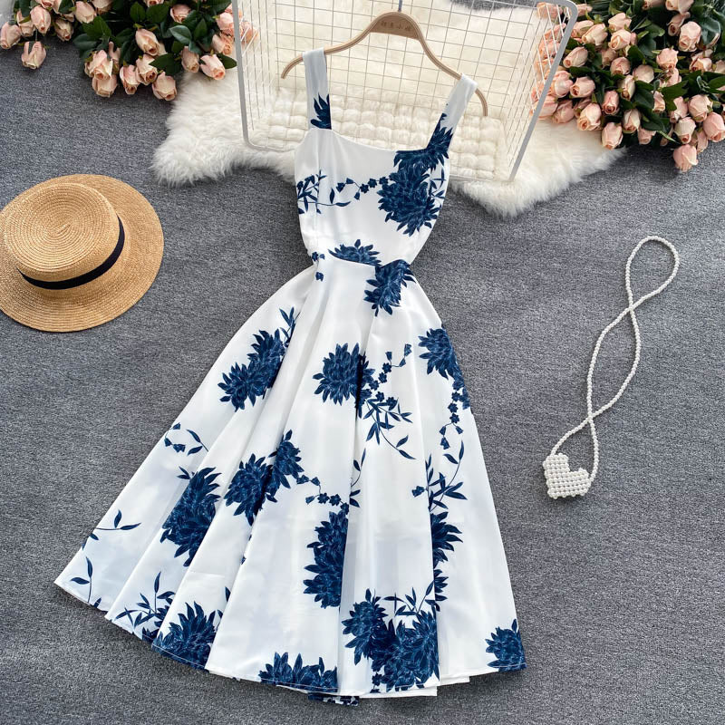 Cute A line floral dress fashion dress  559