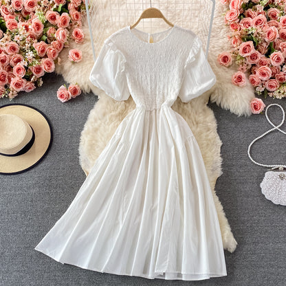 Robe trapèze à col rond et jolie robe tendance 522