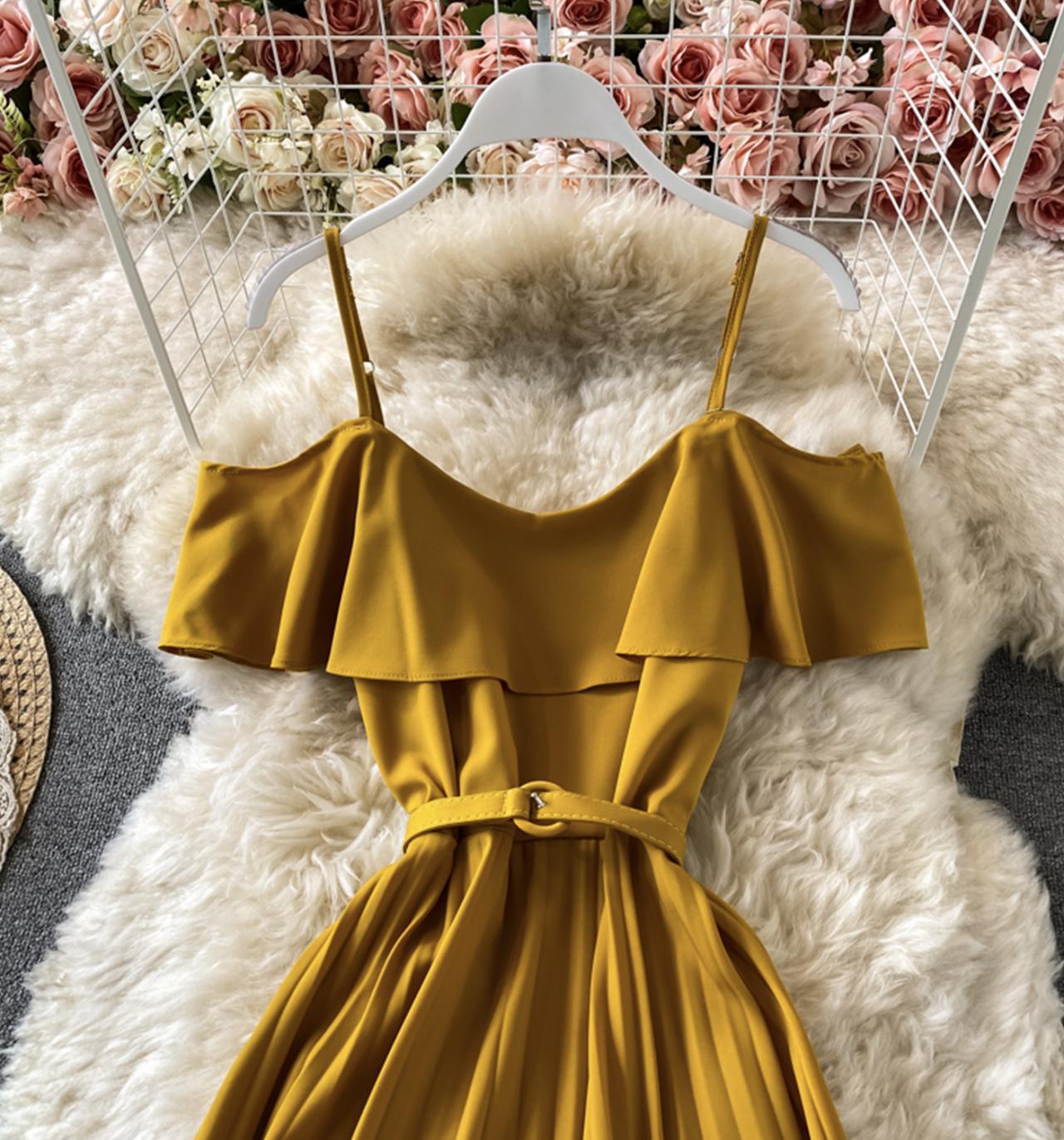 Cute A line dress off shoulder fashion dress  695