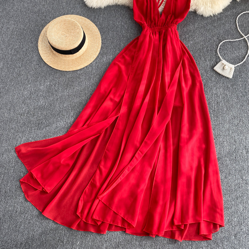 Sexy chiffon backless A line dress  578
