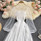 Cute A line tulle long sleeve dress fashion dress  627