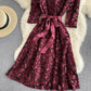 Elegant v neck short A line dress fashion dress  682