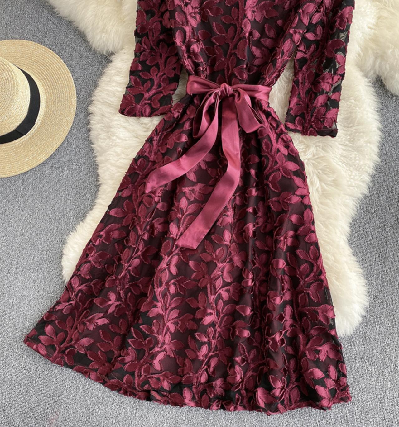 Elegant v neck short A line dress fashion dress  682