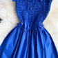 Robe bleue à épaules dénudées, robe tendance 551