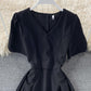 Simple v neck short dress fashion dress  659