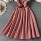 Cute plaid short dress A line dress  693