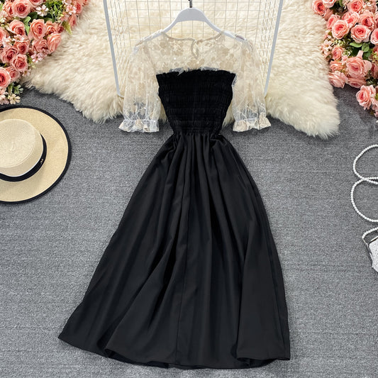 Black A line short dress fashion dress  633