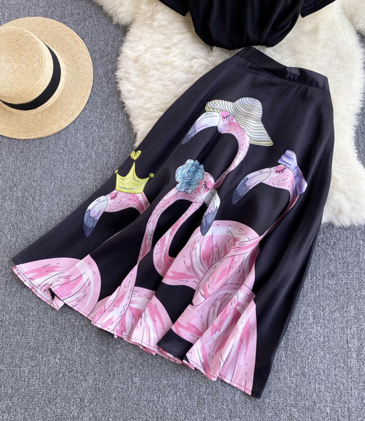 Black A line two pieces dress  666