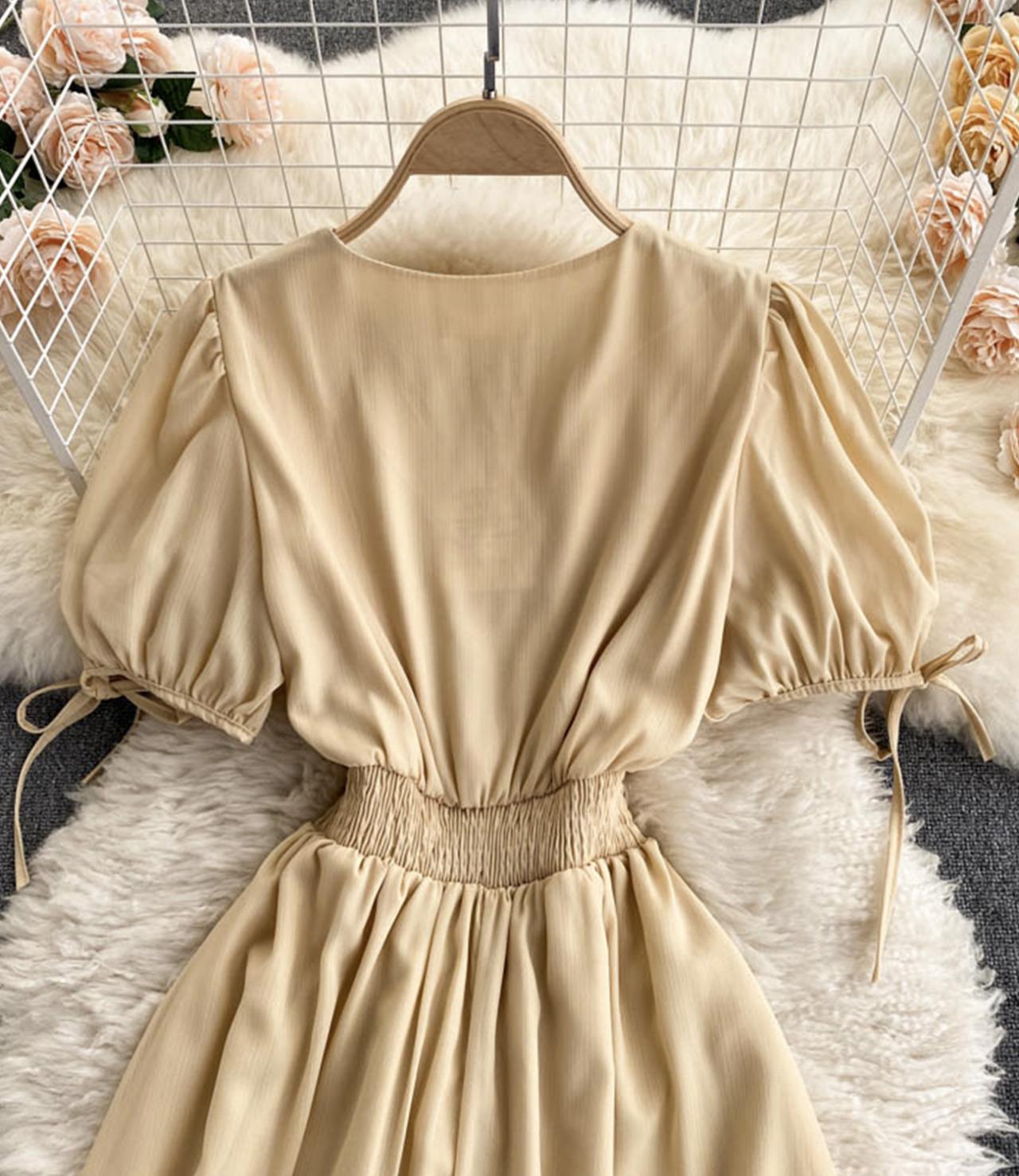 Simple v neck short dress fashion dress  664