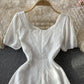 Sweet A line white short dress fashion dress  544