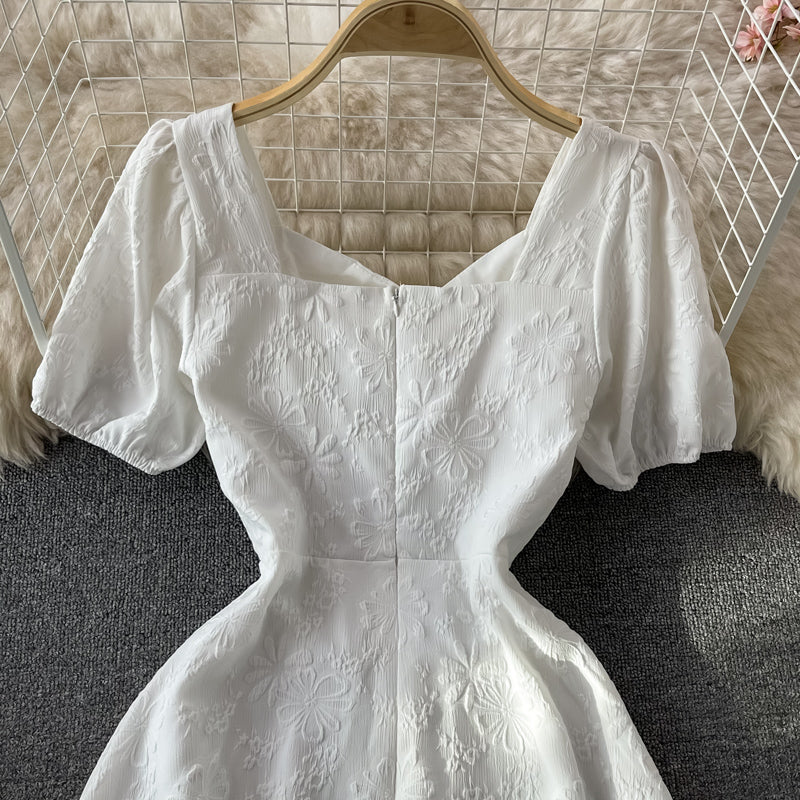 Sweet A line white short dress fashion dress  544