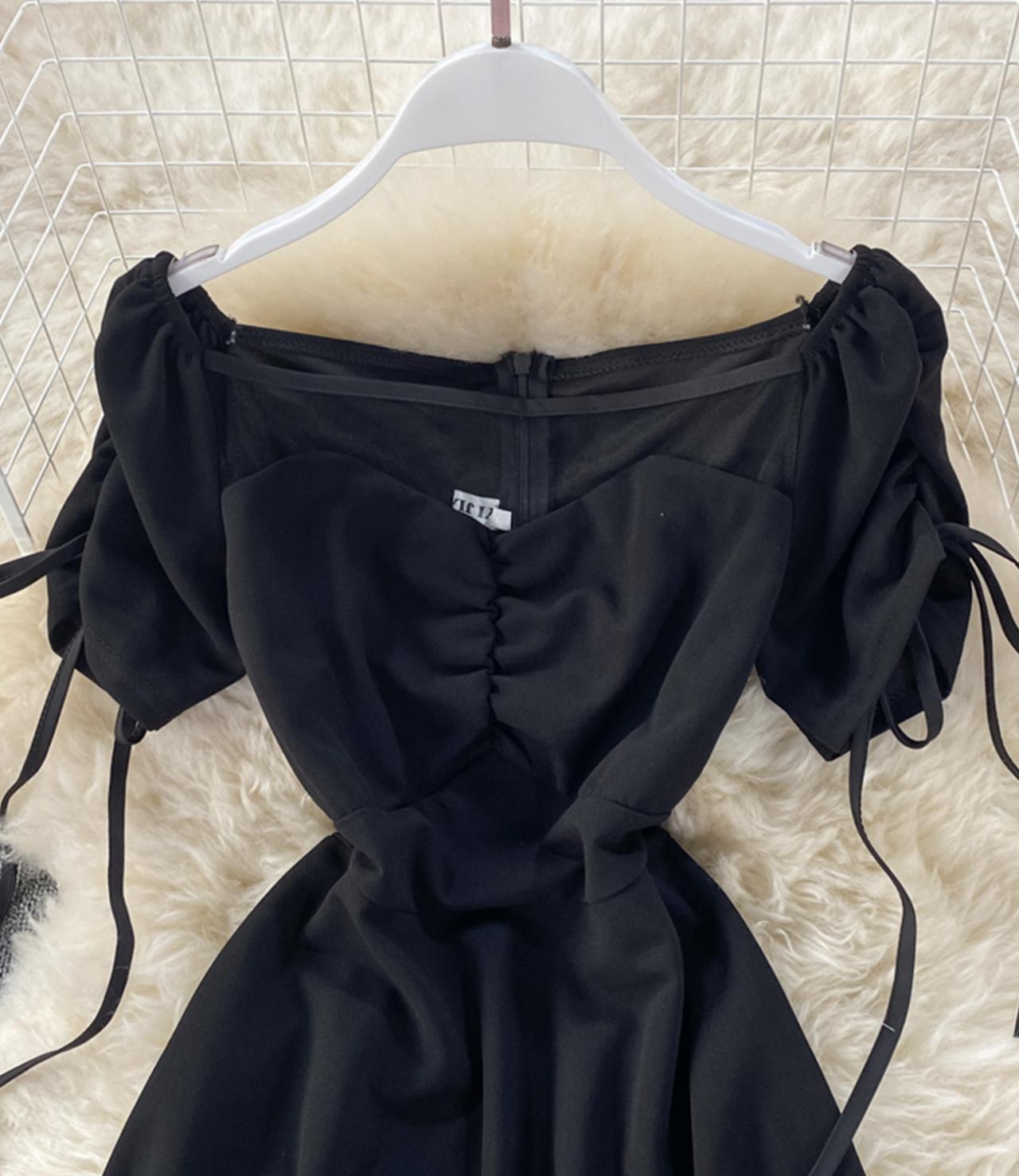 Black A line short dress fashion dress  656