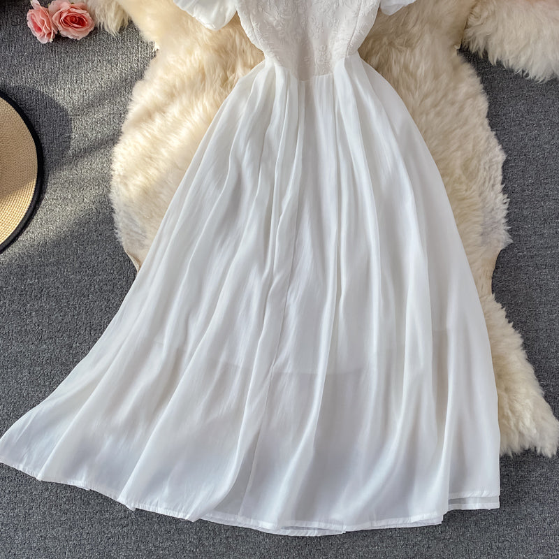 White lace A line short dress fashion dress  497