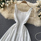 White A line short dress fashion dress  461