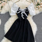 Cute black and white short dress fashion dress  658