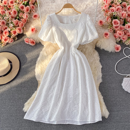 Weißes kurzes Kleid in A-Linie Modekleid 488