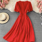 Simple v neck short dress fashion dress  659