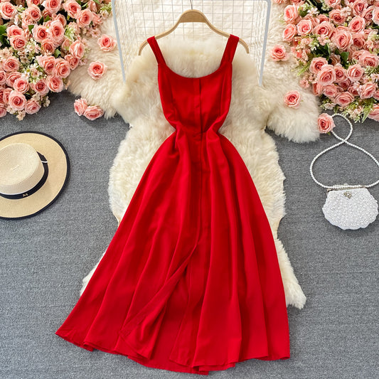 Rotes Chiffon kurzes A-Linienkleid Modekleid 452