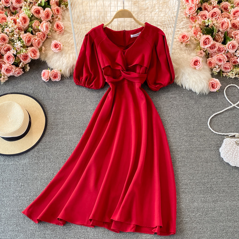 Robe trapèze à col rond et jolie robe tendance 505