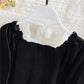 Black velvet long sleeve tops  319
