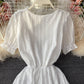 White A line short dress fashion dress  615