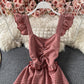 Cute plaid short dress A line dress  693