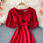 Robe trapèze à col rond et jolie robe tendance 505