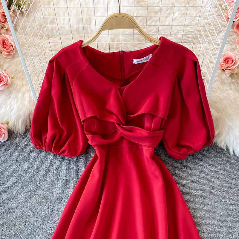 Robe trapèze à col rond et jolie robe tendance 505