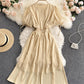 Simple v neck short dress fashion dress  664