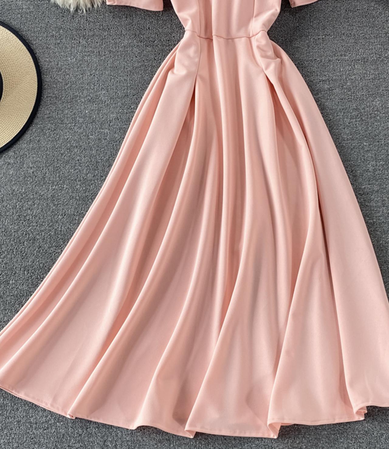 Simple v neck short dress fashion dress  659