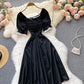 Black A line short dress black fashion dress  465