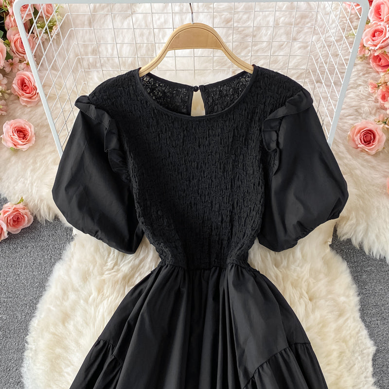 Robe trapèze à col rond et jolie robe tendance 522