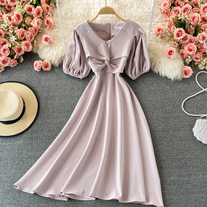 Robe trapèze à col rond et jolie robe tendance 505