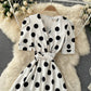Süßes Polka Dot V-Ausschnitt kurzes Kleid Modekleid 414