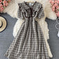 Cute A line plaid dress  671