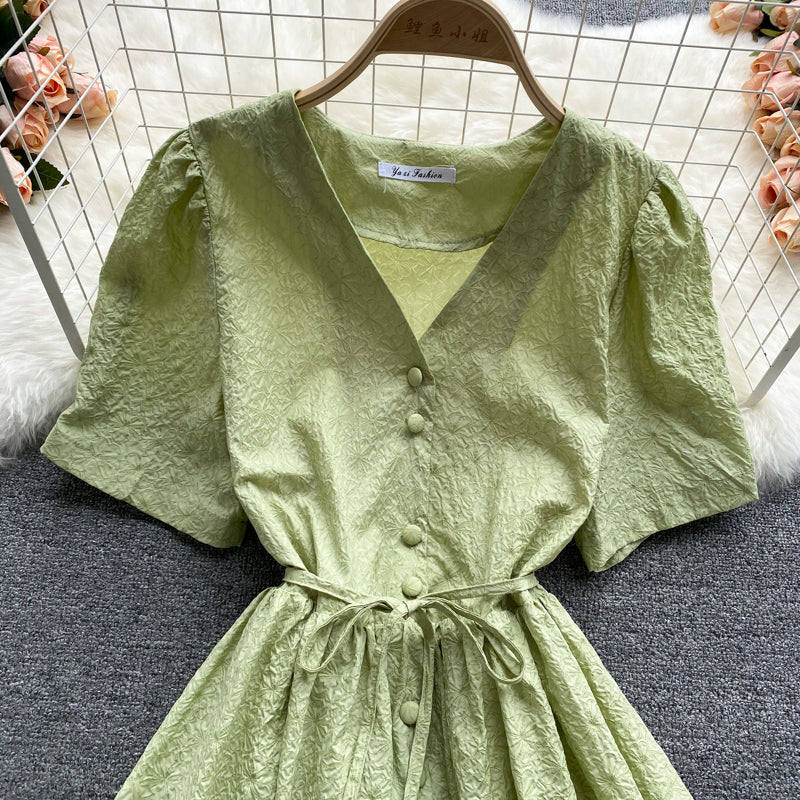 Simple v neck short dress fashion dress  563
