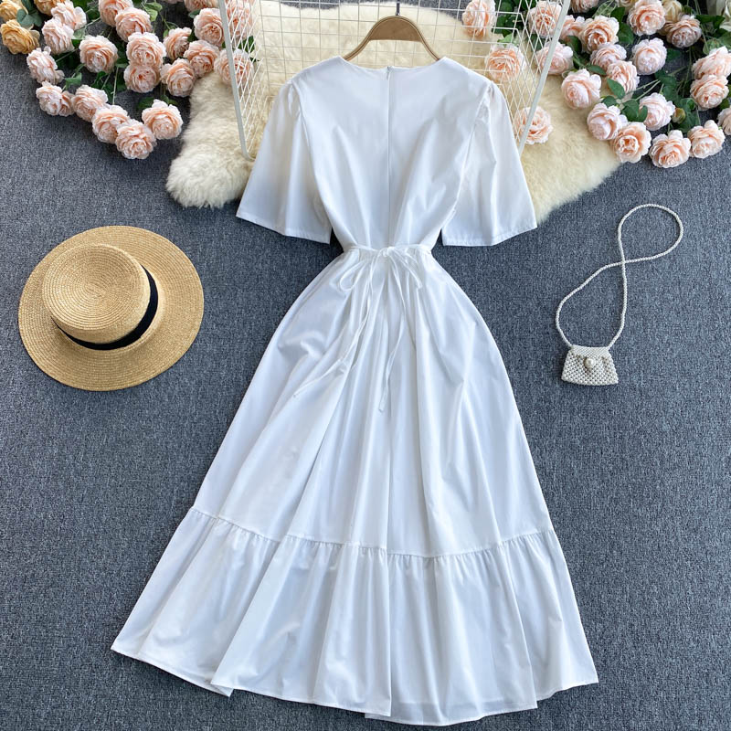 Robe trapèze à col rond et jolie robe tendance 521