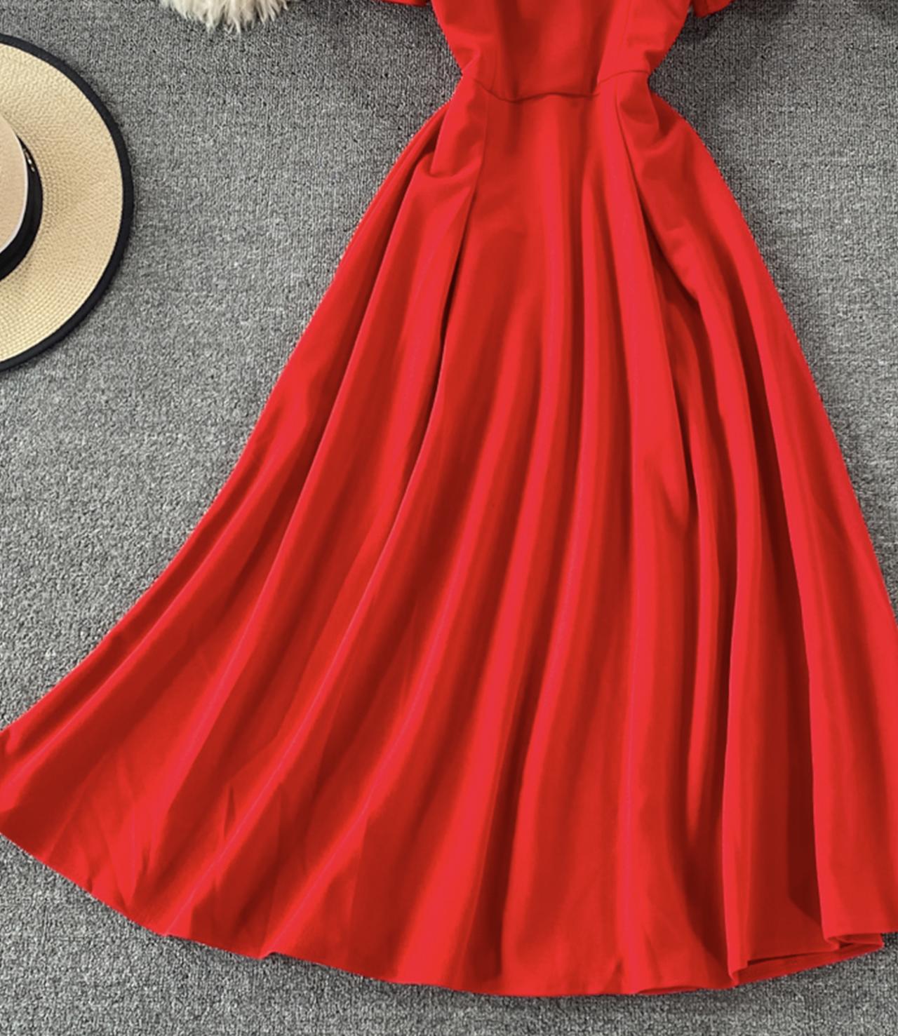 Simple v neck short dress fashion dress  659