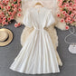 Robe trapèze à col rond et jolie robe tendance 522