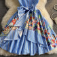 Blue v neck short dress fashion dress  694