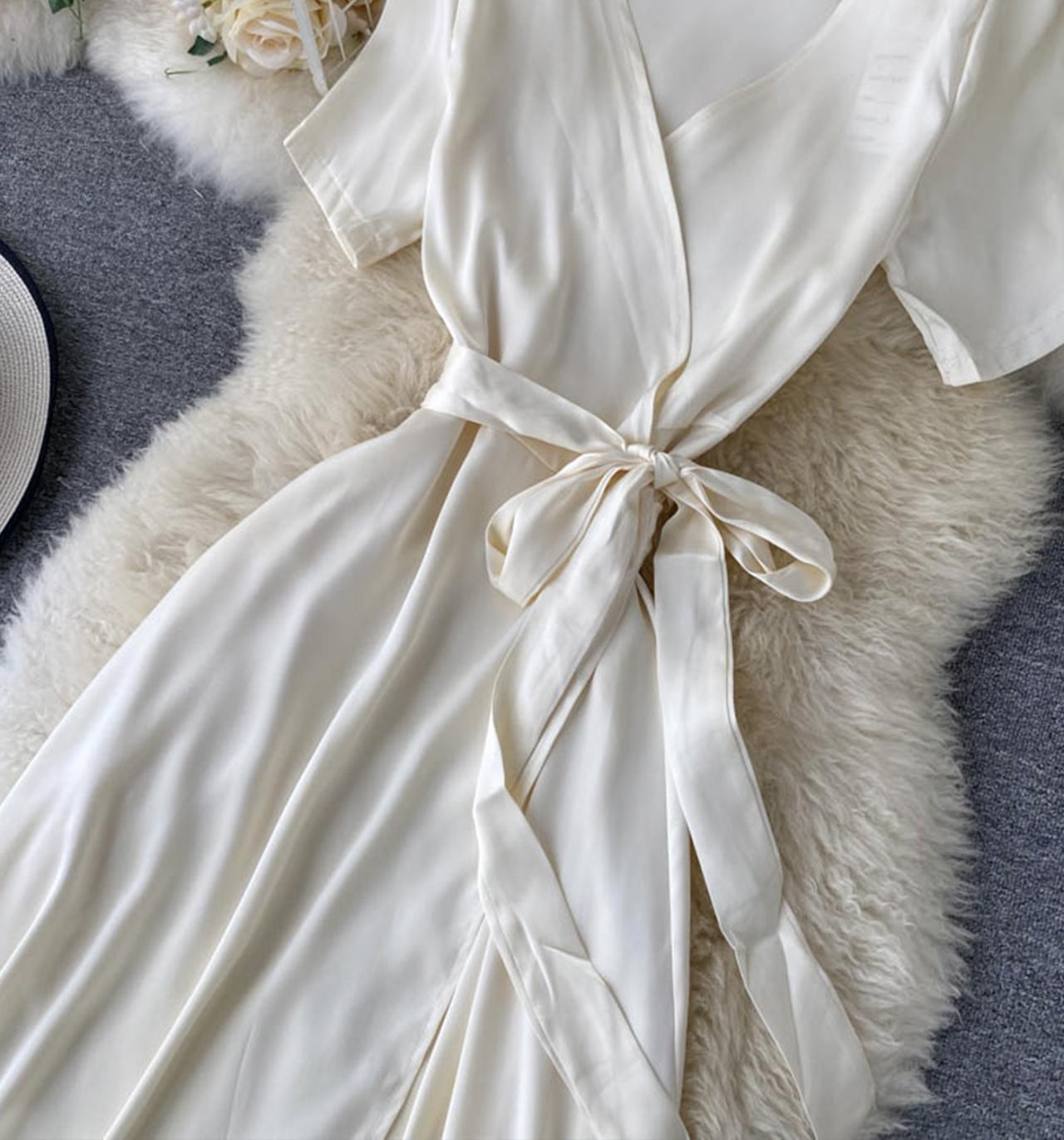 Simple v neck short dress fashion dress  647