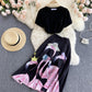 Black A line two pieces dress  666
