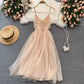 Cute v neck tulle short dress fashion dress  612