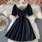 Black A line short dress fashion dress  689