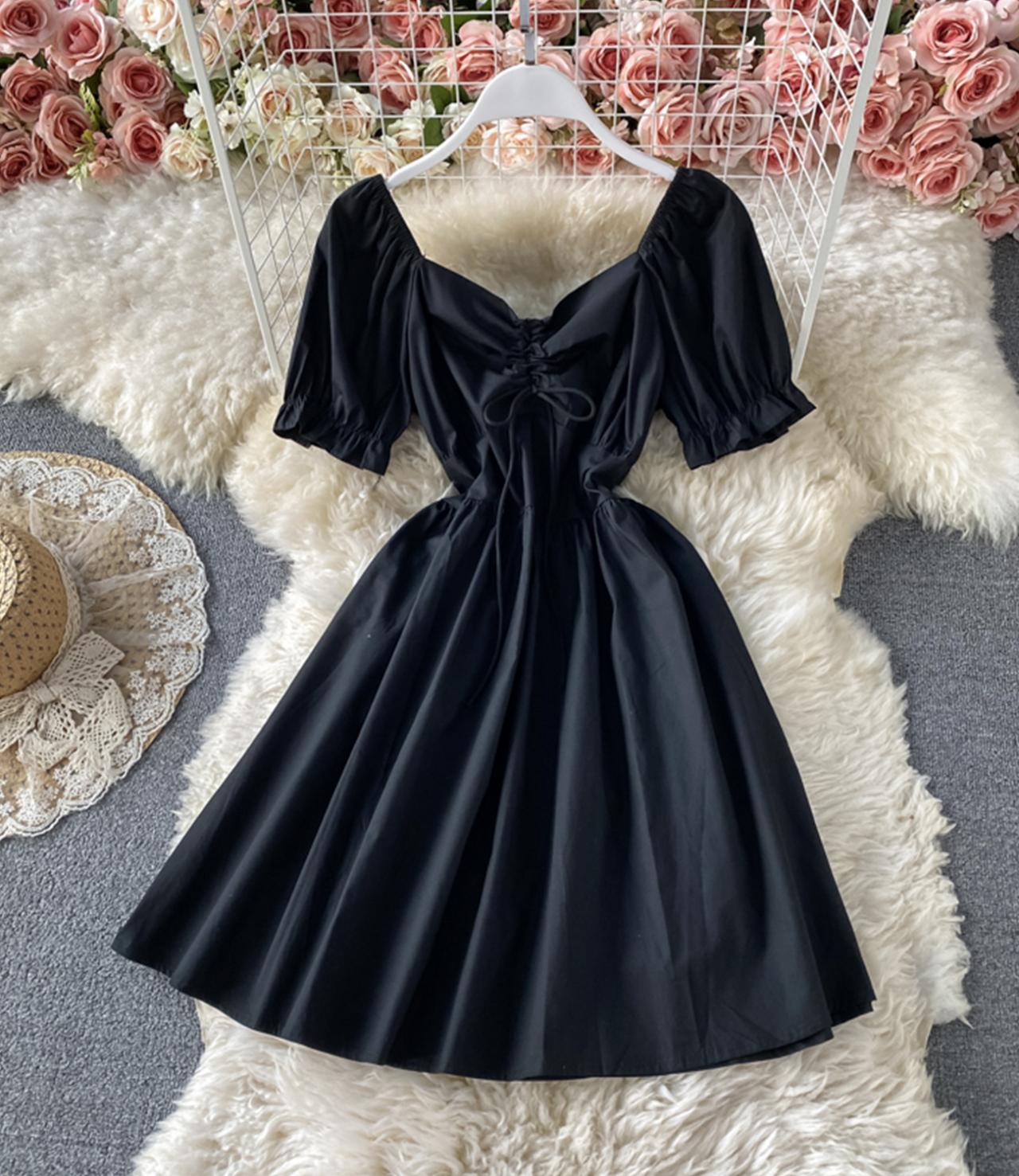 Black A line short dress fashion dress  689