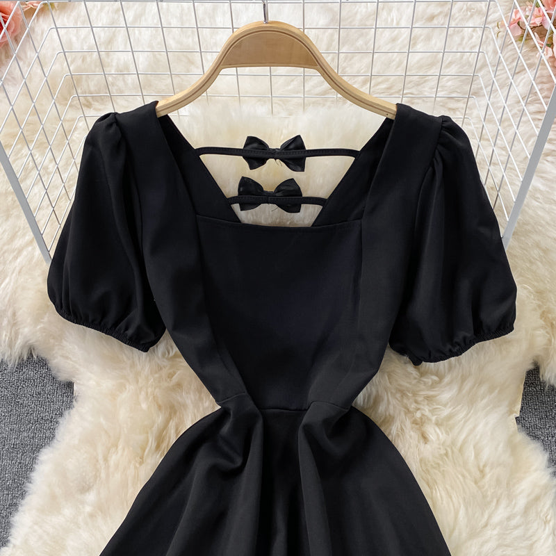 Black A line short dress fashion dress  558