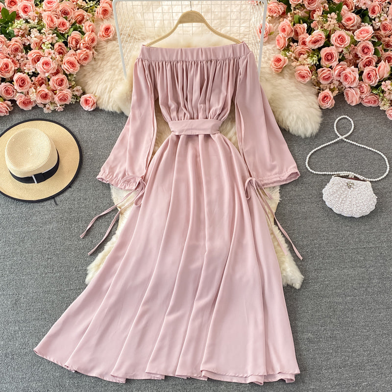 Cute A line long sleeve dress fashion dress  410