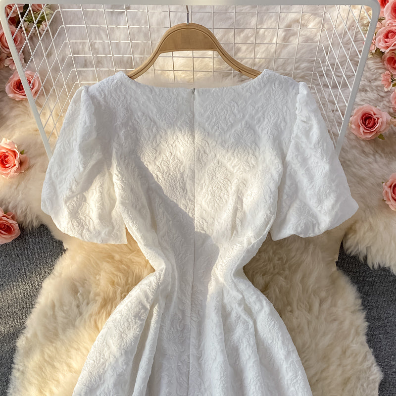 Weißes kurzes Kleid in A-Linie Modekleid 488