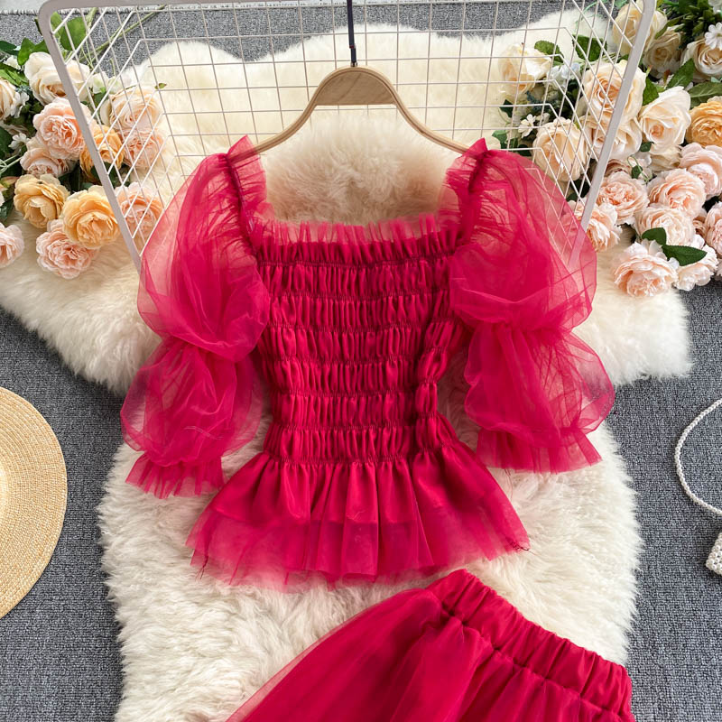 Sweet two-piece tulle dress  591